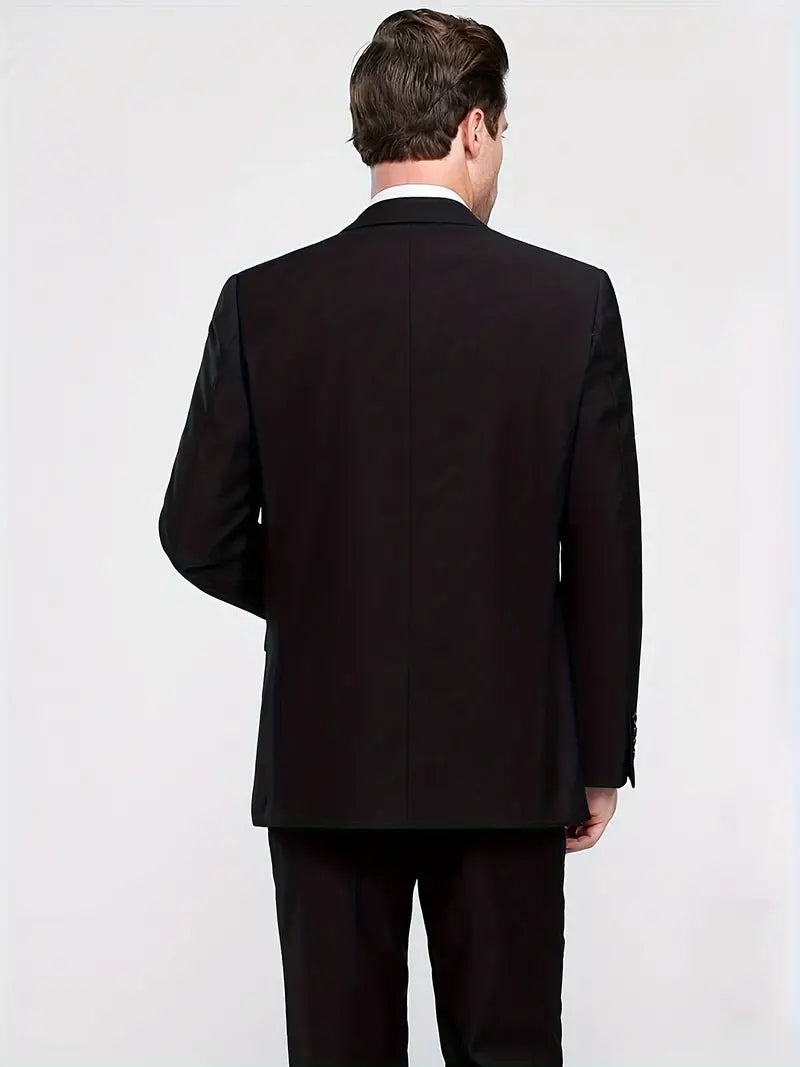 Anzugjacke mit zwei Knöpfen und fester Hose mit Revers
