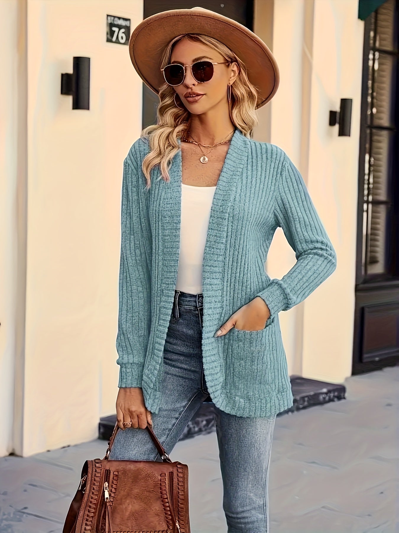Daisy - Lässige Herbst Strickjacke mit Taschen für Damen