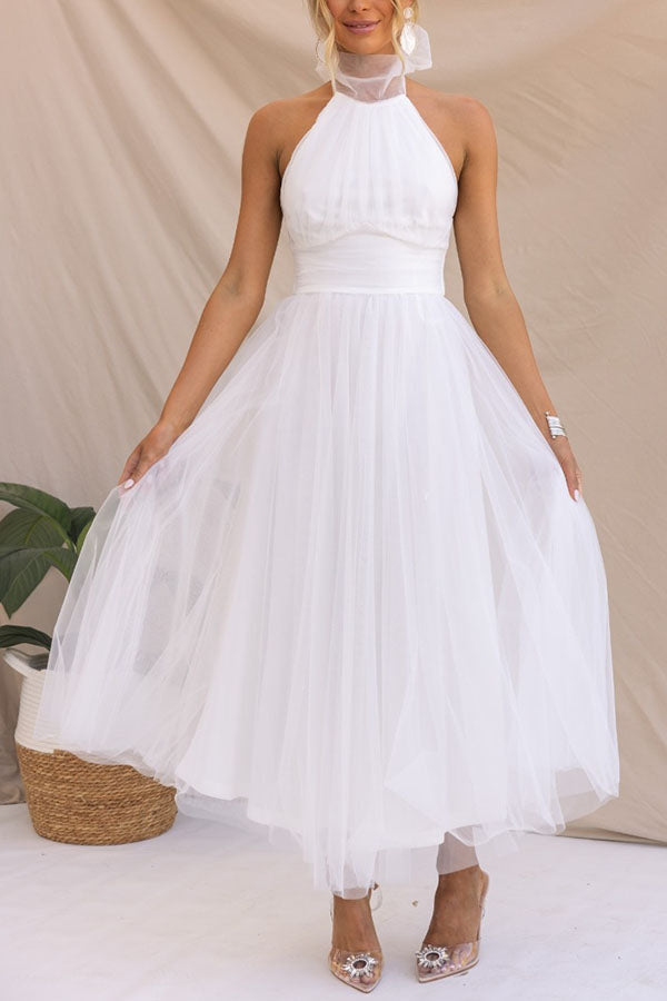 Helena | Elegantes Langes Kleid mit Bedecktem Rücken