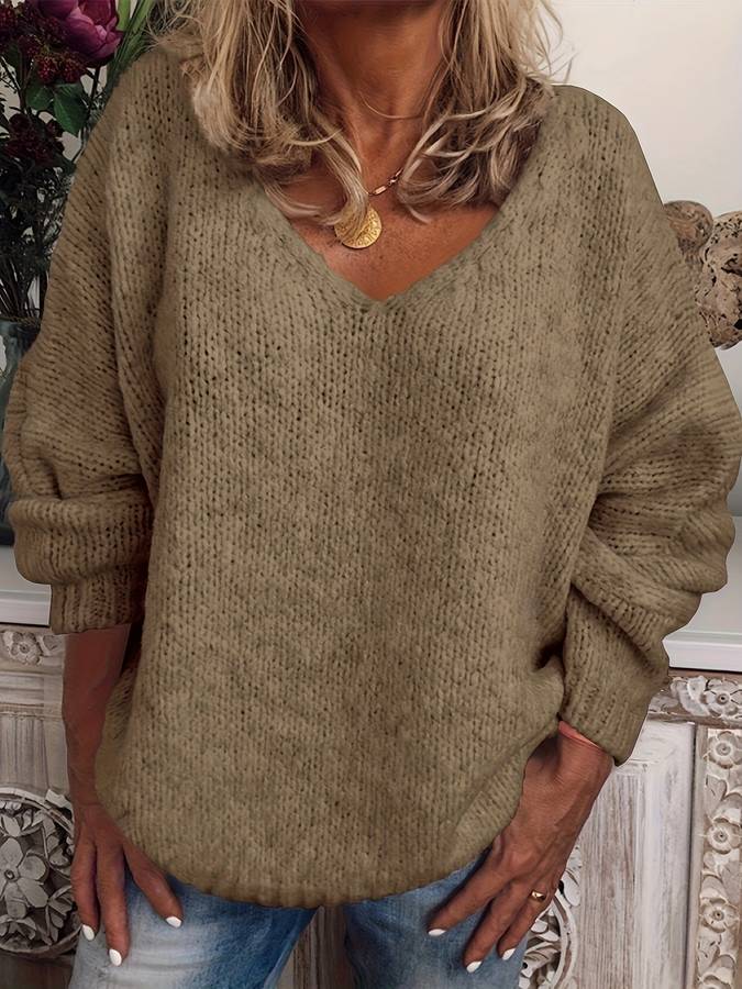 Oversized Pullover mit V-Ausschnitt