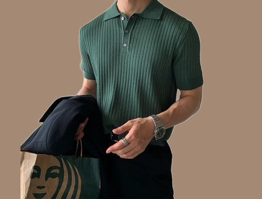 Roberto Herren Strick-Polo Shirt – Elegantes Kurzarm-Poloshirt mit Rippstruktur