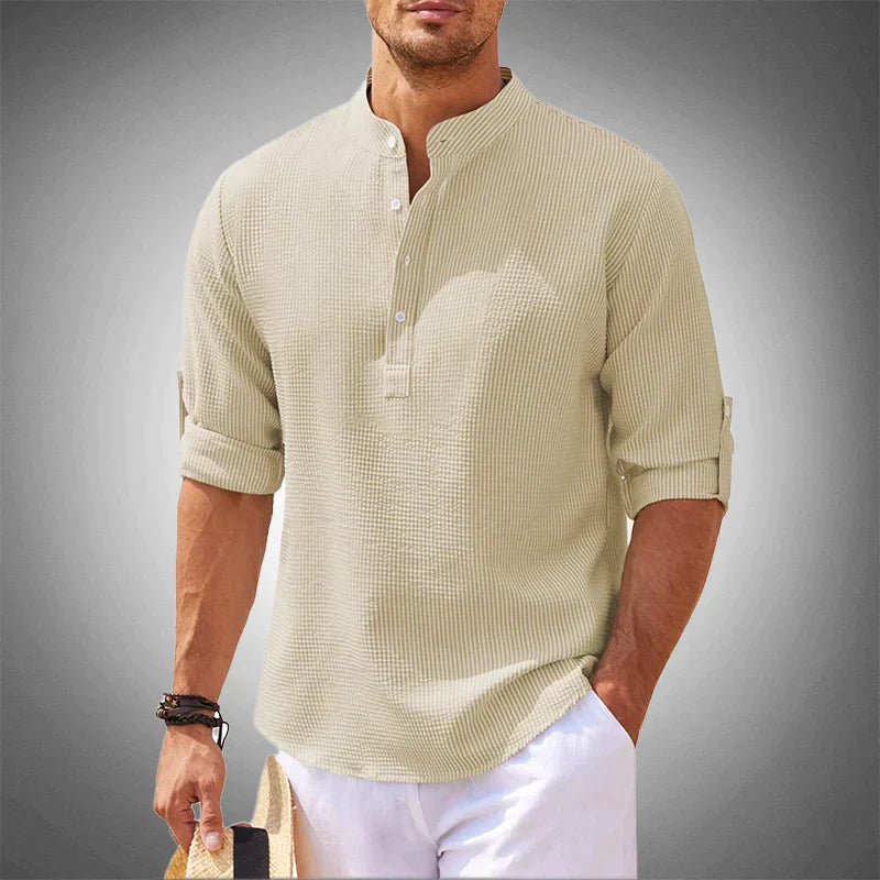 Herrenhemd Slim Fit Baumwolle - Atmungsaktives Langarm Hemd für Sommer und Freizeit