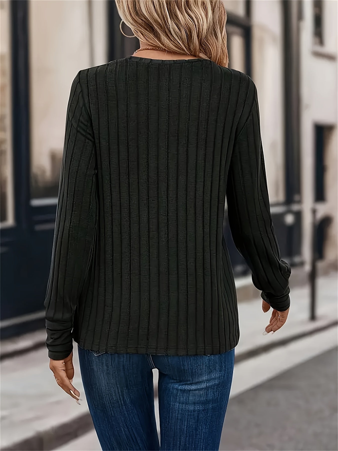 Eloise - Lässiges Herbst-/Winter-Rippen-Langarmshirt für Damen
