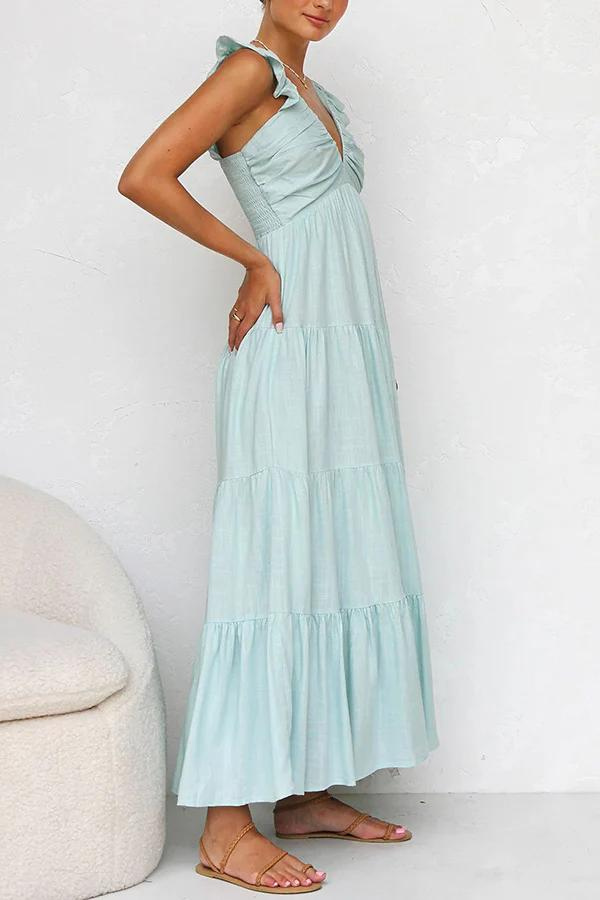 Alina | Elegantes gestuftes Maxikleid für mühelosen Sommerstil