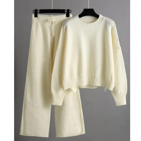 Adani | Damen Winter Zweiteiler Gestrickt Satz | Pullover und Hose