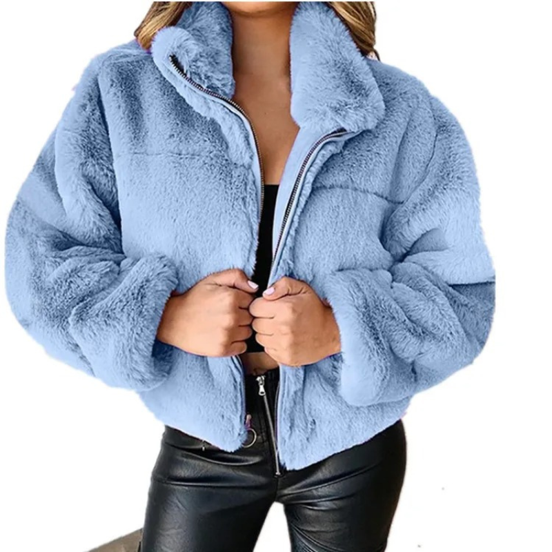 Carola | Stylische Teddy Fleece Jacke für Damen - Warme Kurzjacke mit hohem Kragen