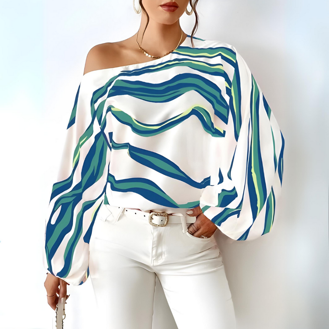 Linum - Trendige Schulterfreie Bluse mit Streifen