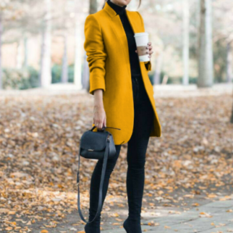 Sanie | Damen Eleganter Stehkragen Wintermantel | Lang