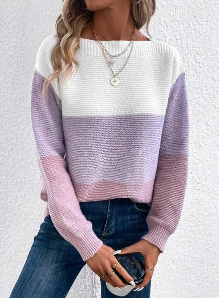 Vianca - Eleganter dreifarbiger Patchwork-Pullover