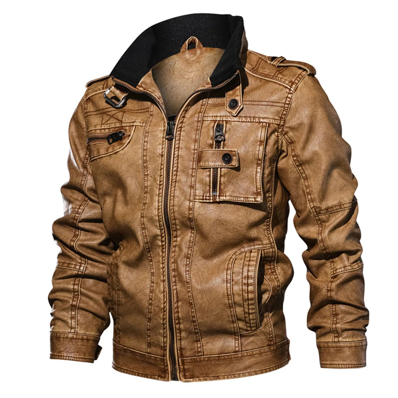 Theo Lederjacke mit mehreren Taschen