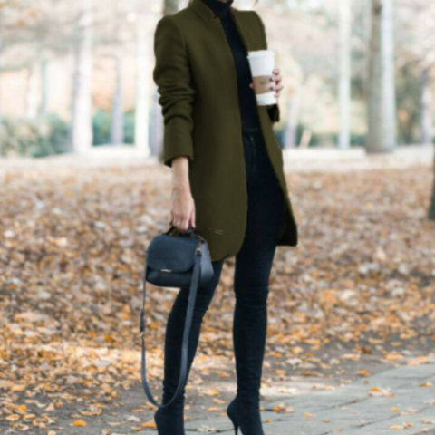 Regina | Damen Elegante Stehkragen Mantel | Lang
