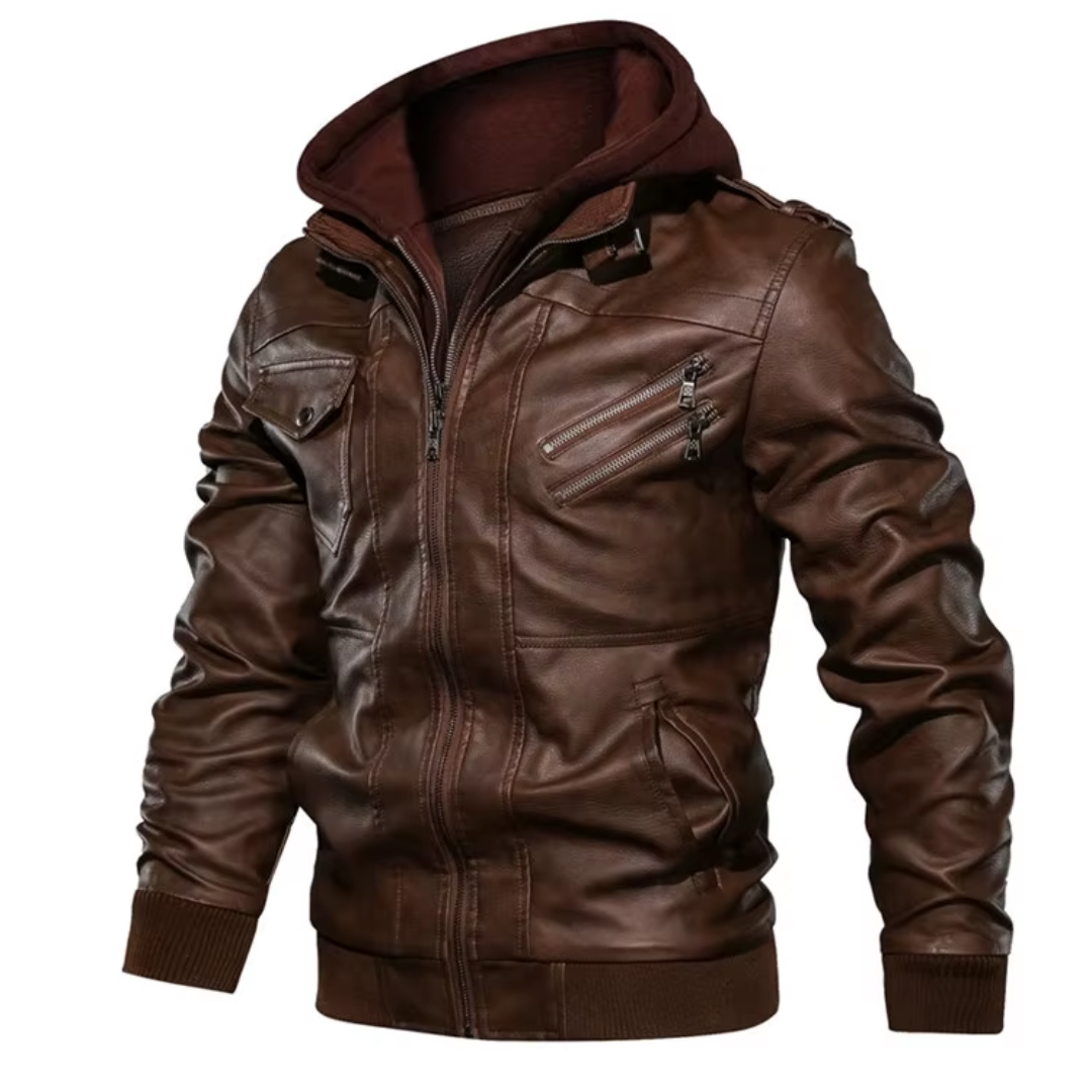 Rowan - Lederjacke mit Kapuze