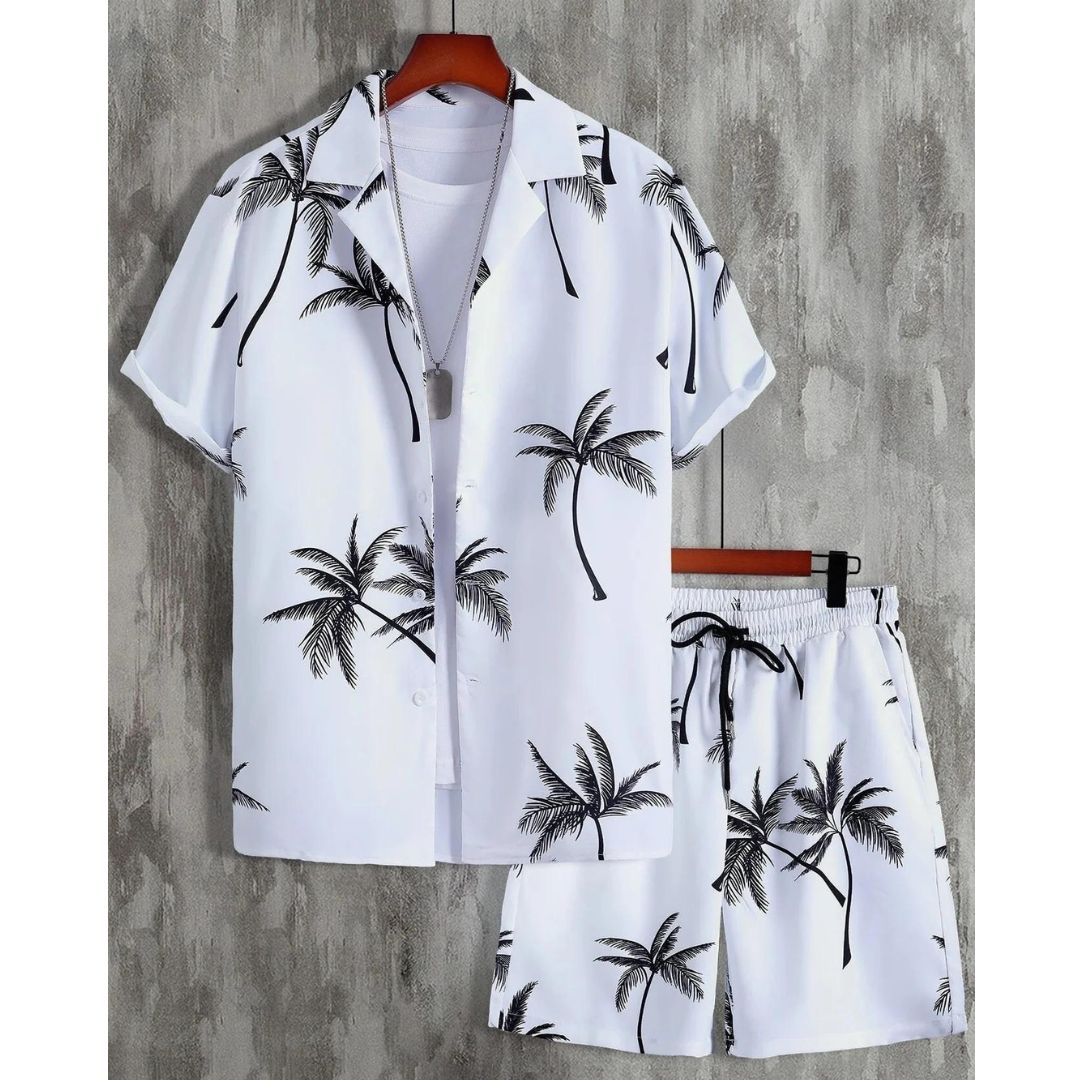 Sommer Set Herren Baumwolle Shorts und T-Shirt für Strand und Freizeit