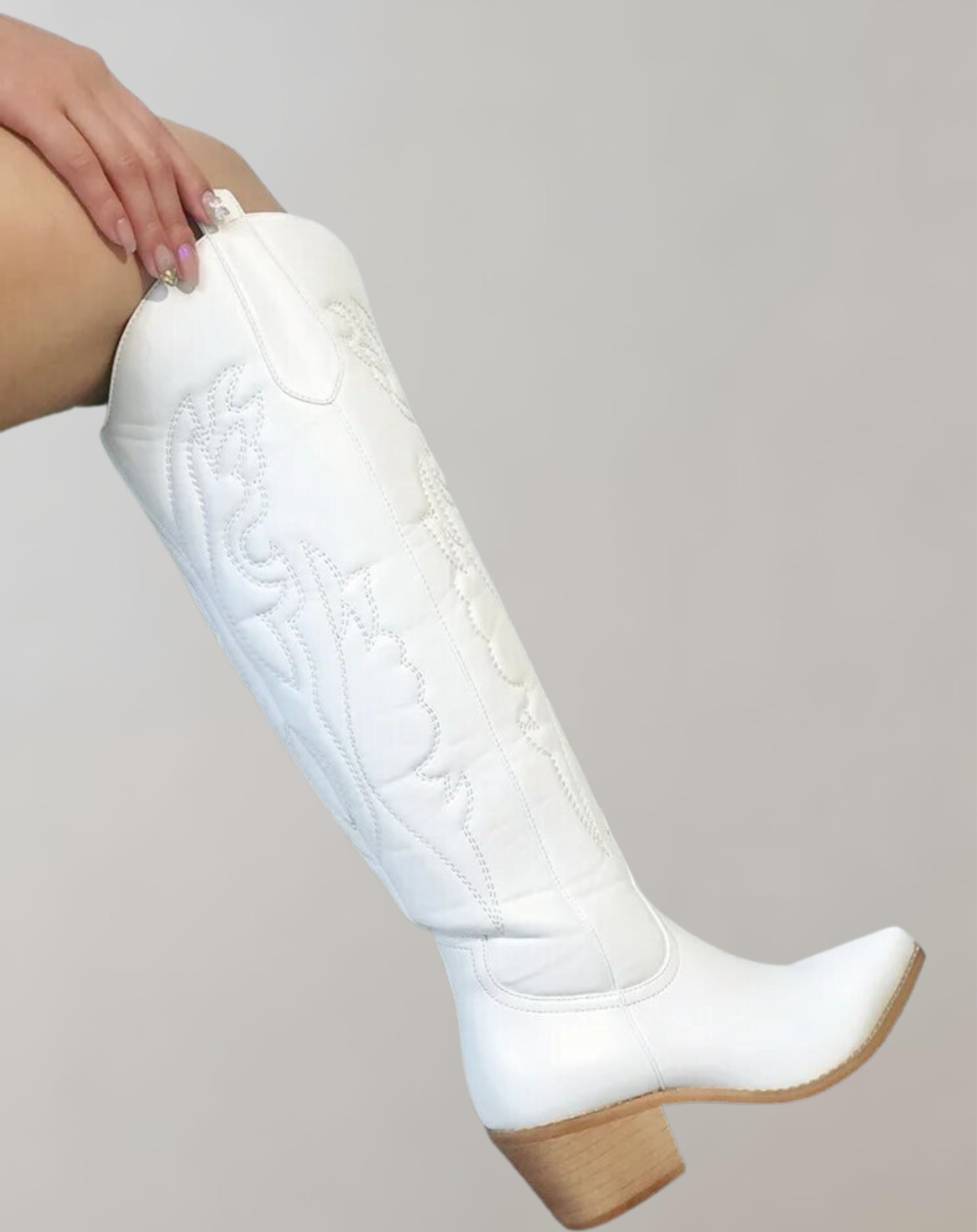Kniehohe Stiefel Damen Leder Bestickt