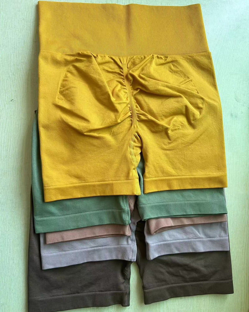 Yoga Shorts Nahtlos Bauchkontrolle Hohe Taille Pfirsich-Po