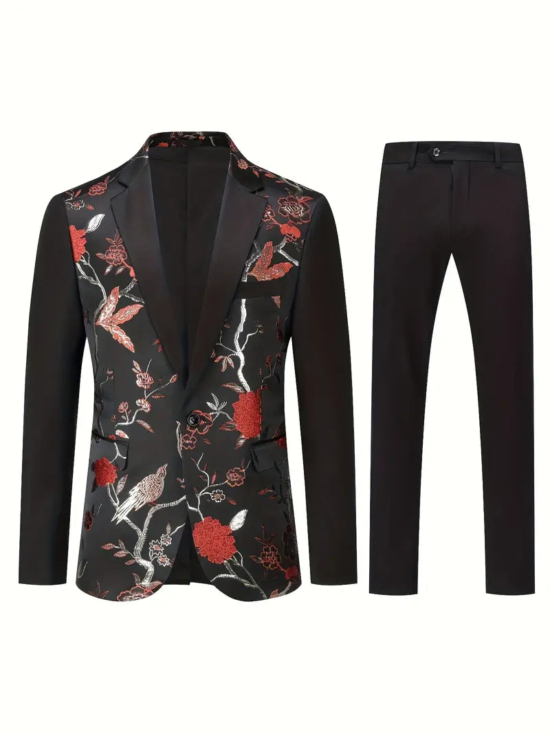Jacke mit Blumenstickerei & Hose mit Kleid