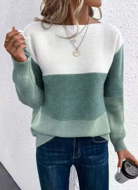 Vianca - Eleganter dreifarbiger Patchwork-Pullover