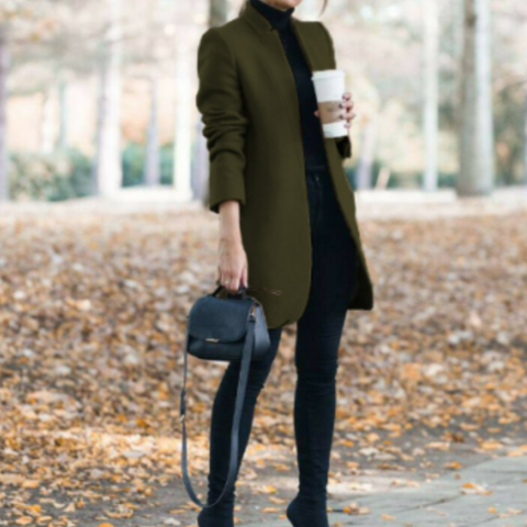 Sanie | Damen Eleganter Stehkragen Wintermantel | Lang
