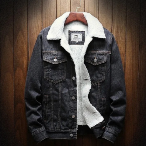 Liame | Herren Lässige Jeans Jacke | Warme