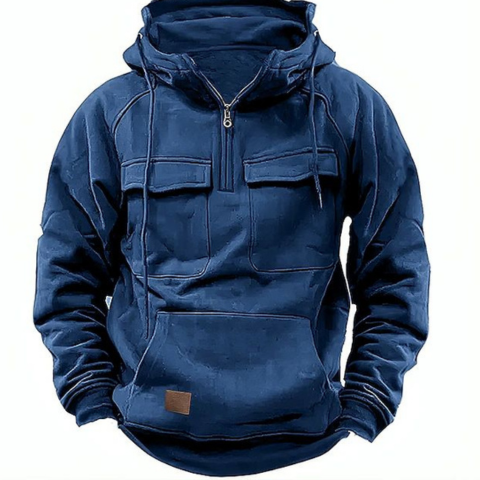 Ton | Herren Klassische Straßenkleidung Kapuzen Jacke | Halb Reißverschluss