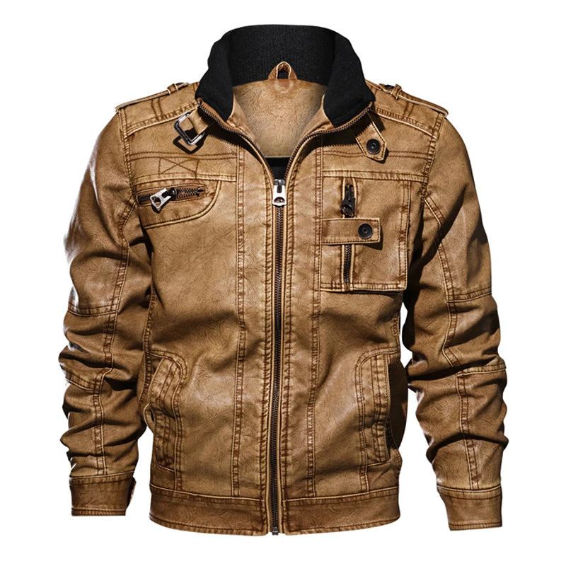 Theo Lederjacke mit mehreren Taschen