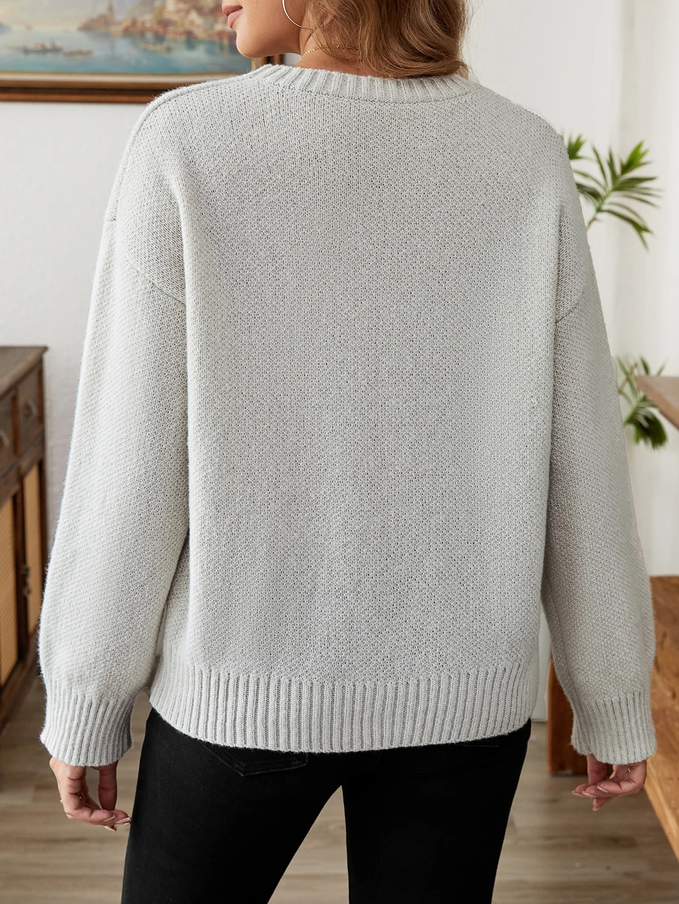 Leilani - Warme und Gemütliche Dunkelgrau Trui mit Herzdesign für Winter für Damen