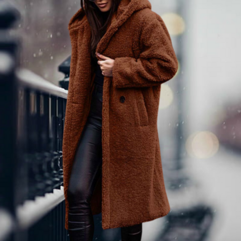 Viela | Damen Elegante Kapuze Winter Mantel | Lang