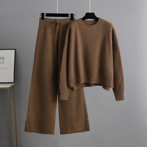 Adani | Damen Winter Zweiteiler Gestrickt Satz | Pullover und Hose