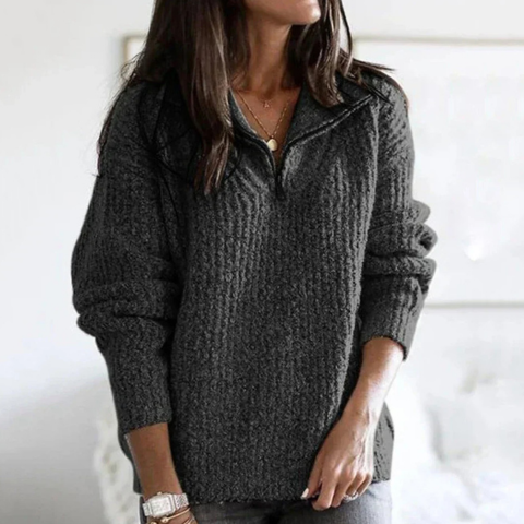 Wella | Damen Elegante Warme Pullover | Reißverschluss