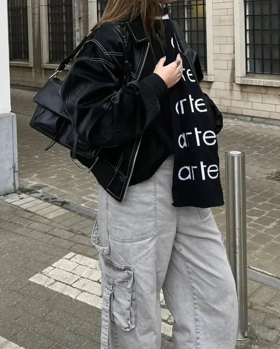 Claudia Vintage Wetterfeste Leder Bomberjacke für Damen