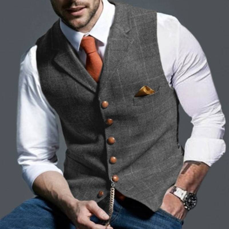 Kian | Herren Elegante Karo-Weste