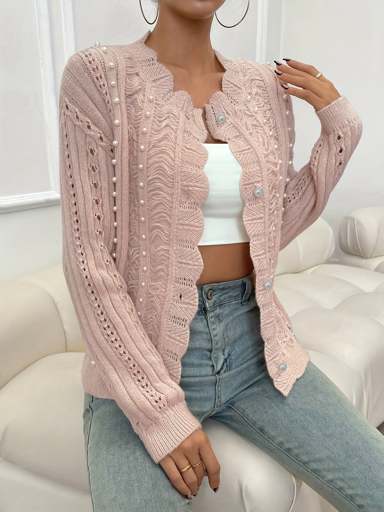 Ava - Stilvolle Schicke Weiche Strickjacke mit Knopfleiste für den Herbst für Damen