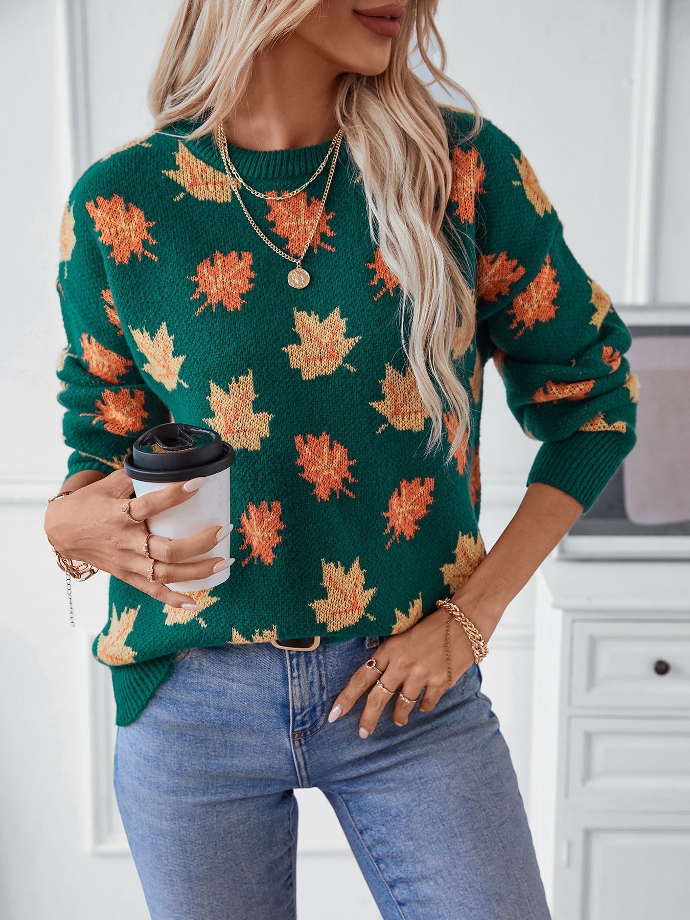 Keno | Gemütlicher Pullover mit Ahornblatt-Muster