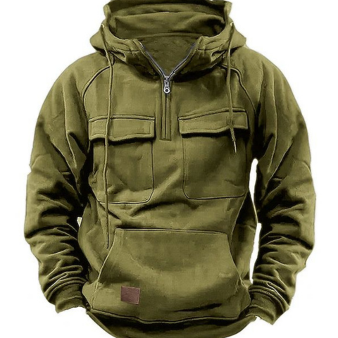 Ton | Herren Klassische Straßenkleidung Kapuzen Jacke | Halb Reißverschluss