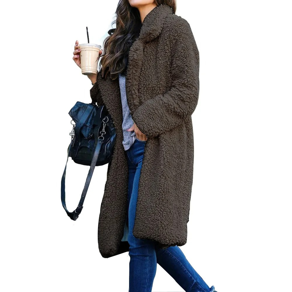 Catharina – Schicke Damen Teddyfleece Jacke | Warmer Kurzmantel mit hohem Kragen