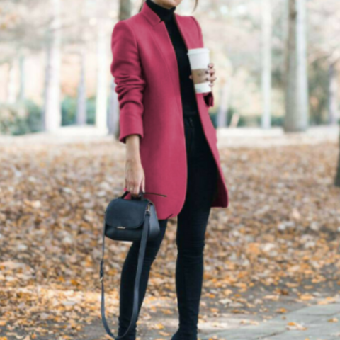Regina | Damen Elegante Stehkragen Mantel | Lang