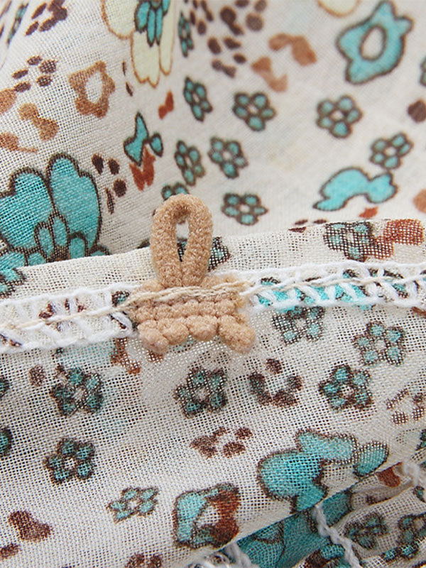 Langes Kleid mit Fransen aus Chiffon und Druck