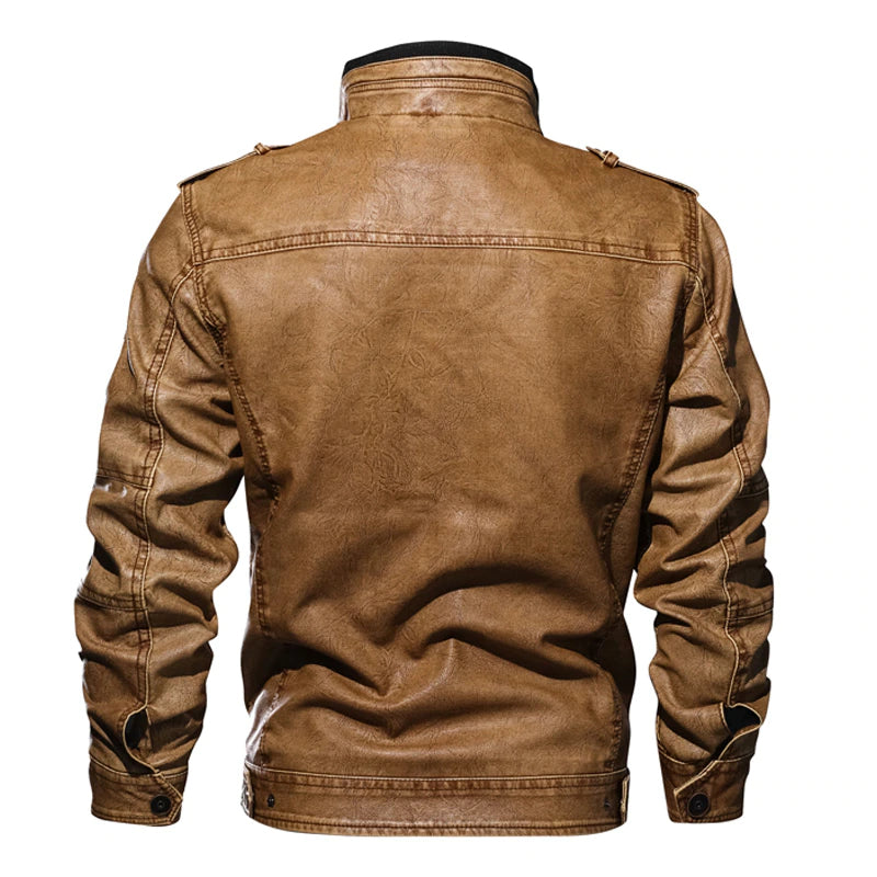 Theo Lederjacke mit mehreren Taschen