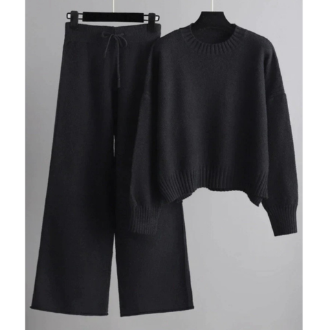 Adani | Damen Winter Zweiteiler Gestrickt Satz | Pullover und Hose