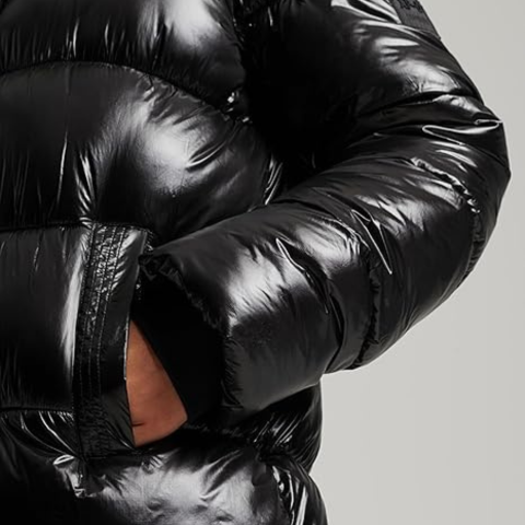 Glaiza | Damen Winter Langer Puffer Mantel | Schwarz