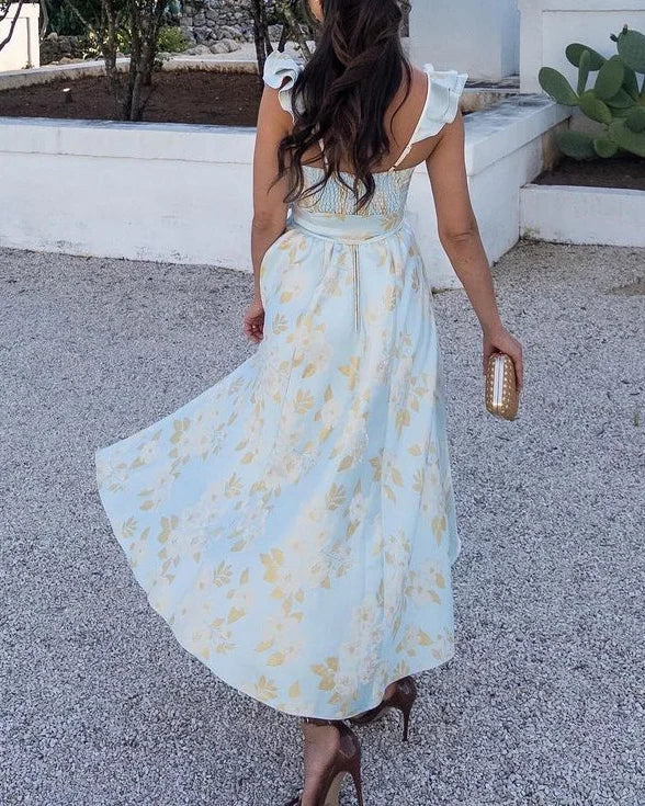 Aloyisa - Elegantes Maxikleid mit Schmetterlingsärmeln