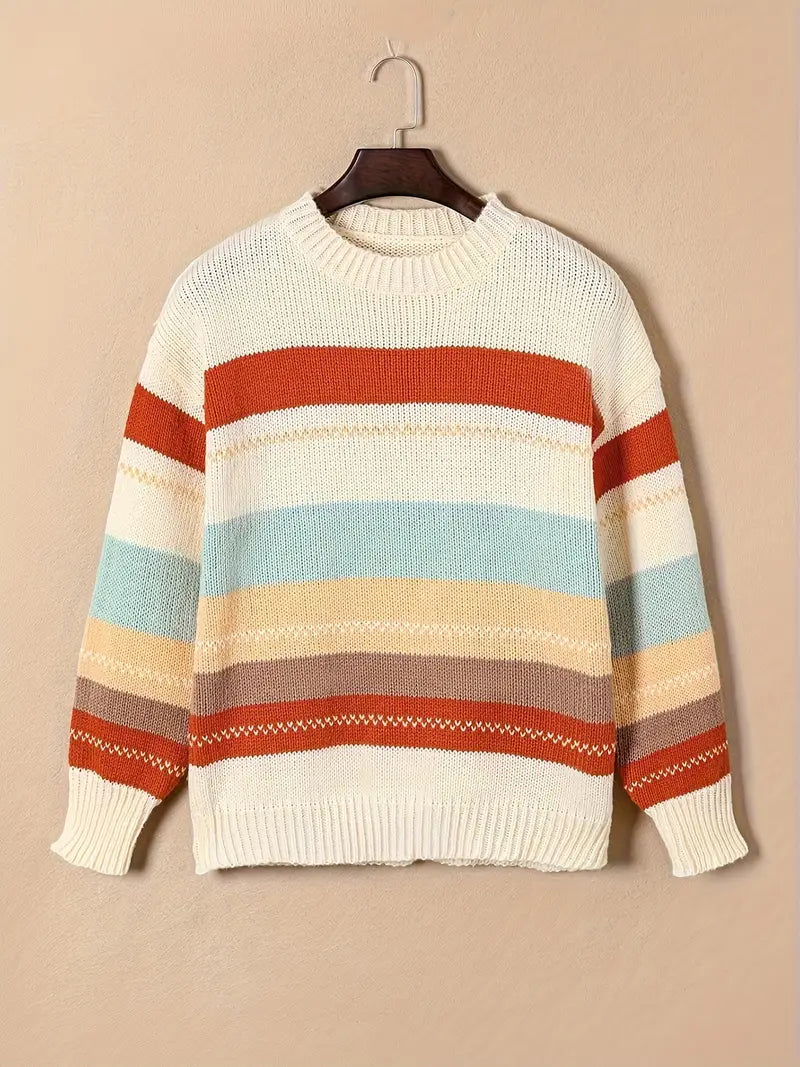 Eden - Gestreifter Rundhals-Strickpullover