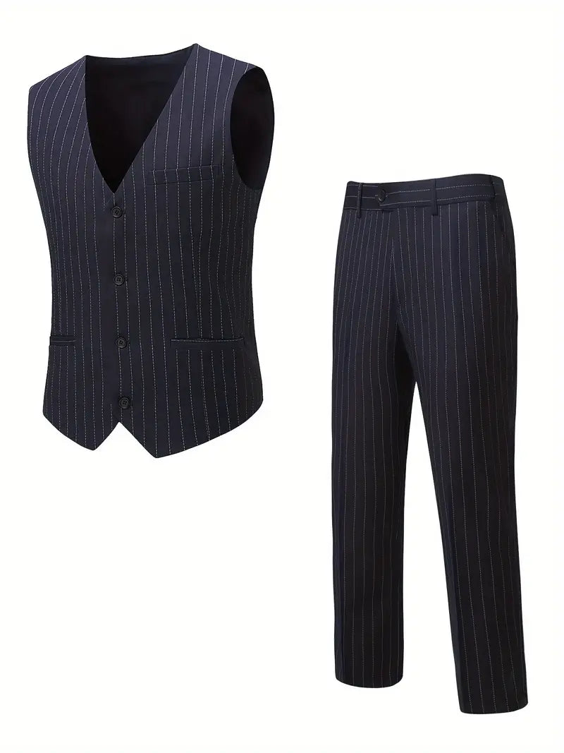 Formelles Set aus gestreifter Weste und Anzugshose