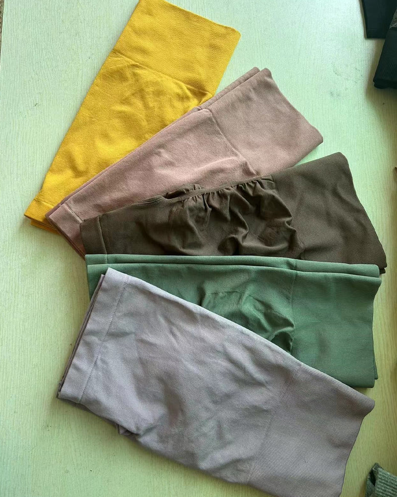 Yoga Shorts Nahtlos Bauchkontrolle Hohe Taille Pfirsich-Po