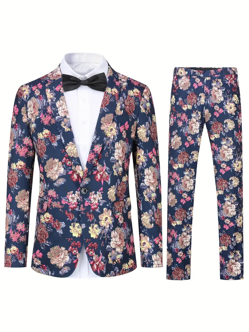 Jacke und Hose mit Blumenmuster, 2-teiliges Anzug-Set