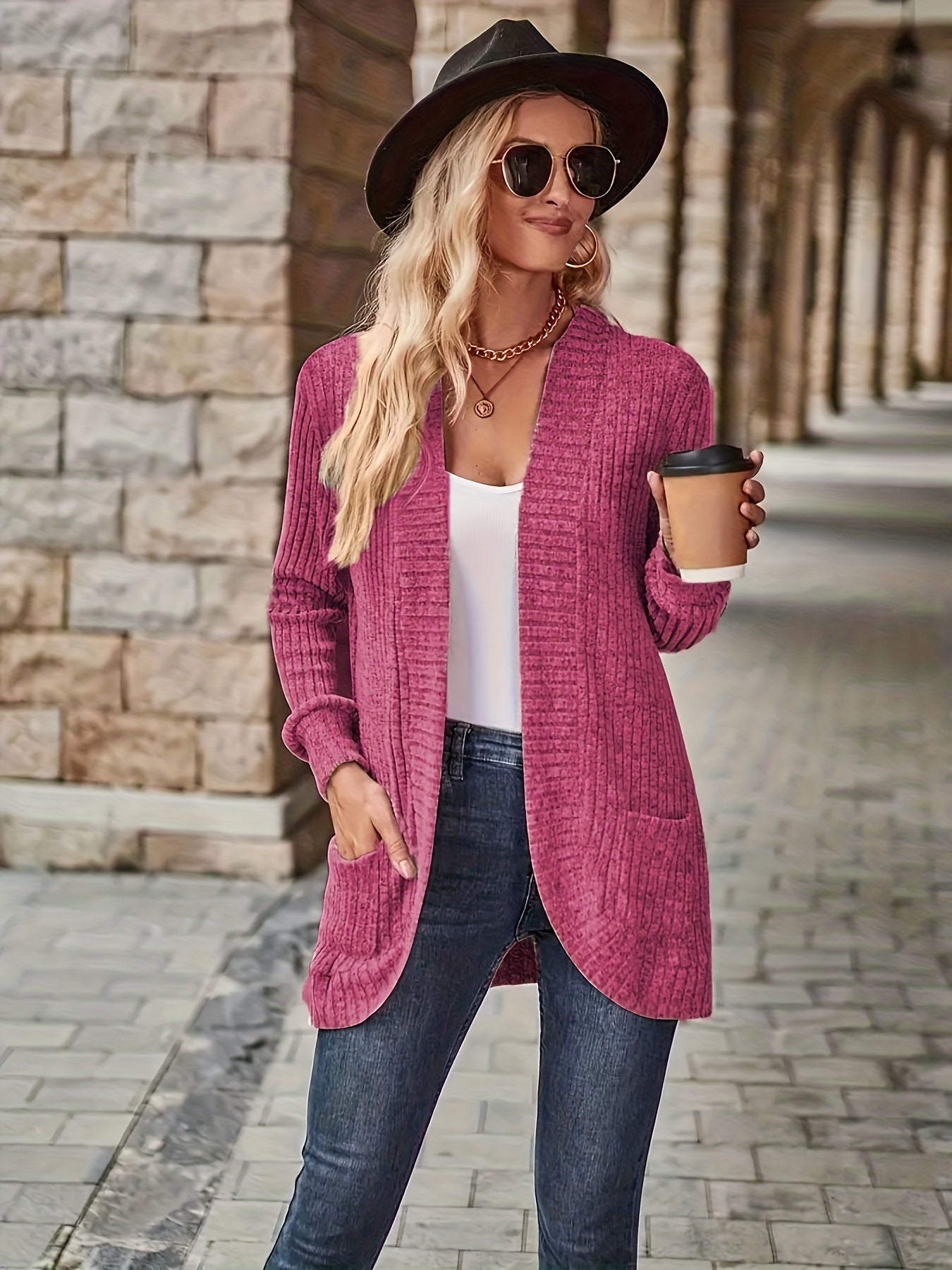 Daisy - Lässige Herbst Strickjacke mit Taschen für Damen