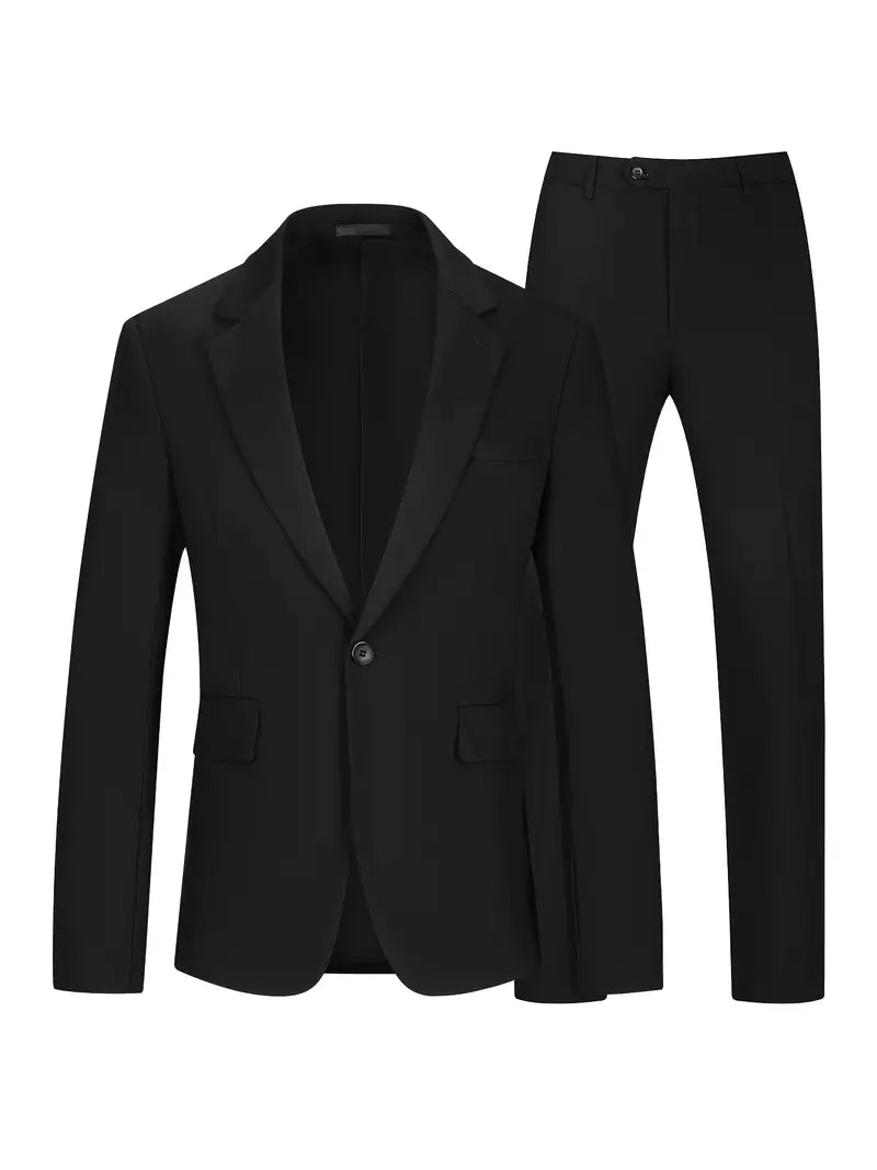Schmal geschnittene Reversjacke mit Taschen und feste Hose