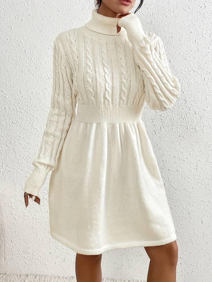 Annegret - Elegantes weißes Strickkleid für Frauen