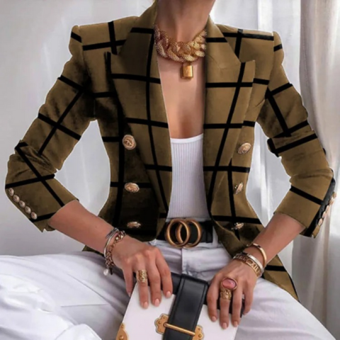 Gini | Damen Elegant Schick Bedruckter Blazer | Formell