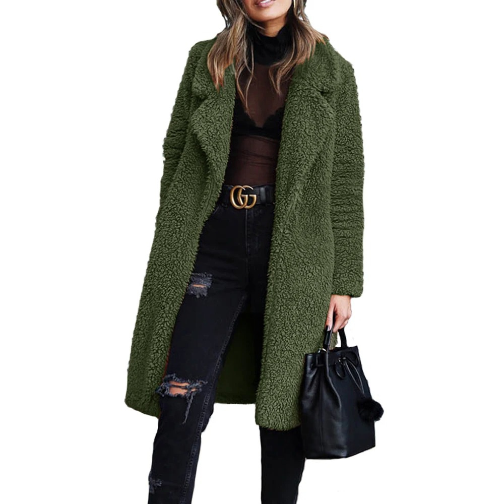 Catharina – Schicke Damen Teddyfleece Jacke | Warmer Kurzmantel mit hohem Kragen